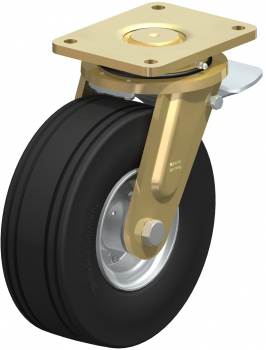 Swivel castors with “stop-top” brake  Ball-bearing