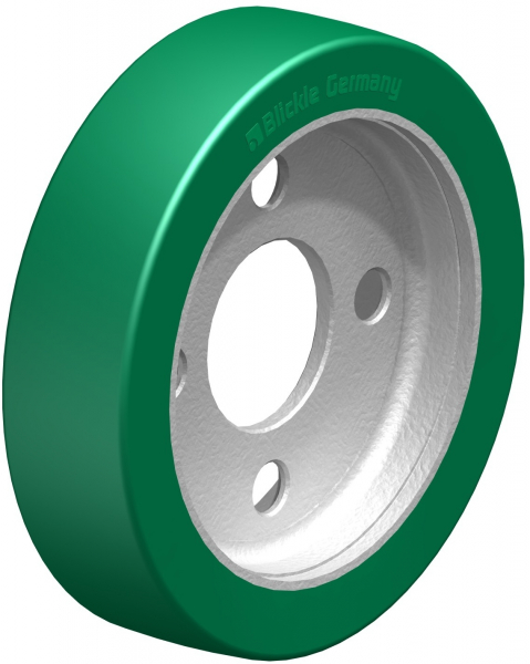 GSTA Heavy-duty hub fitting wheels with Blickle Softhane® polyurethane tread, with cast iron wheel centre