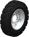 VLEA Heavy-duty hub fitting wheels with super-elastic solid rubber tyres, with pressed steel rim